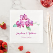 Serviette En Papier Aquarelle violet orchidée Mariage floral (En situation)