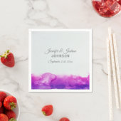 Serviette En Papier Aquarelle violet prune violet gris Mariage (En situation)