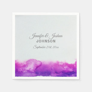 Serviette En Papier Aquarelle violet prune violet gris Mariage