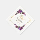 Serviette En Papier Aquarelle violet rose chaud or Mariage Floral (Coin)