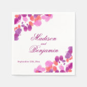 Serviette En Papier Aquarelle violet rose corail Mariage serviettes (Devant)