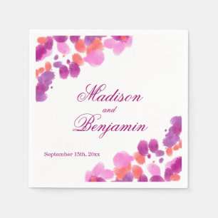Serviette En Papier Aquarelle violet rose corail Mariage serviettes