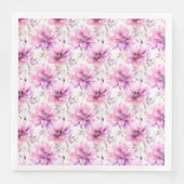 Serviette En Papier Aquarelle violet rose Motif de printemps (Devant)