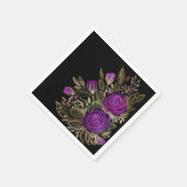Serviette En Papier Aquarelle violet roses (Coin)