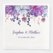 Serviette En Papier Aquarelle violet Succulents Mariage serviettes (Devant)
