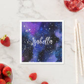 Serviette En Papier Aquarelle violet Univers (En situation)