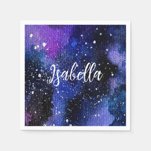 Serviette En Papier Aquarelle violet Univers (Devant)