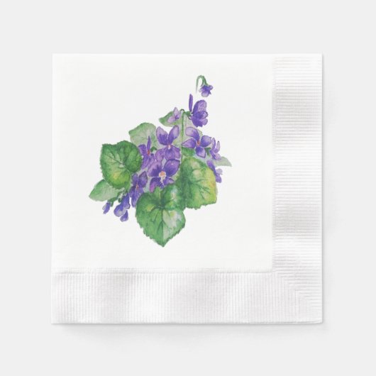 Serviette En Papier Aquarelle Violet Violet Fleur Floral Art (Devant)