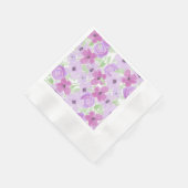 Serviette En Papier Aquarelle violette et vert Sage Floral (Coin)