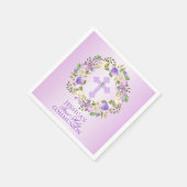 Serviette En Papier Aquarelle violette Fille Florale Première Sainte C (Coin)