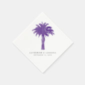 Serviette En Papier Aquarelle violette Palm Tree Aquarelle Réception (Coin)