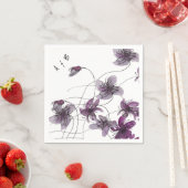Serviette En Papier Aquarelle violette sauvage peinte à la main (En situation)