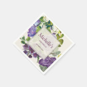 Serviette En Papier Aquarelle violette Vins floraux Anniversaire Nom D (Coin)