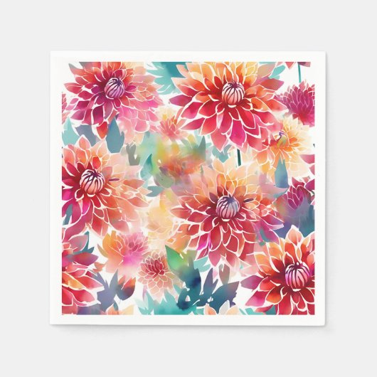 Serviette En Papier Aquarelle vive Dahlia (Devant)
