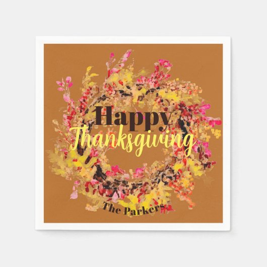 Serviette En Papier Aquarelle Vivive Les Feuilles D'Automne Wreath Tha (Devant)