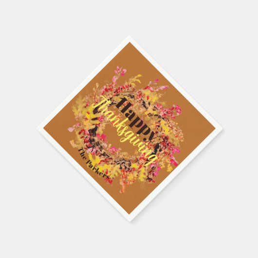 Serviette En Papier Aquarelle Vivive Les Feuilles D'Automne Wreath Tha (Coin)
