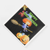 Serviette En Papier Aquarelle volante mignonne sorcière Halloween (Coin)