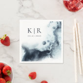 Serviette En Papier Aquarelle Waves papier minimaliste (En situation)