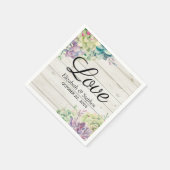 Serviette En Papier Aquarelle wedding shower Succulents Bois rustique (Coin)