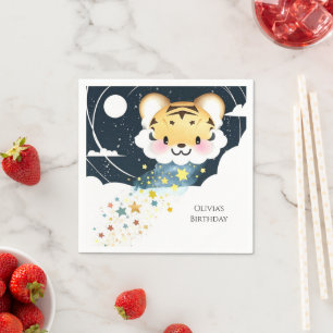 Serviette En Papier Aquarelle Whimsical Tiger Anniversaire