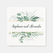 Serviette En Papier Aquarelle Wild Feuilles Hunter Mariage vert (Devant)