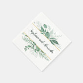 Serviette En Papier Aquarelle Wild Feuilles Hunter Mariage vert (Coin)