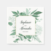 Serviette En Papier Aquarelle Wild Feuilles Hunter Mariage vert (Devant)