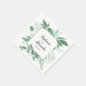 Serviette En Papier Aquarelle Wild Feuilles Hunter Mariage vert (Coin)