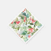 Serviette En Papier Aquarelle Winterberry Holly Noël Motif (Coin)