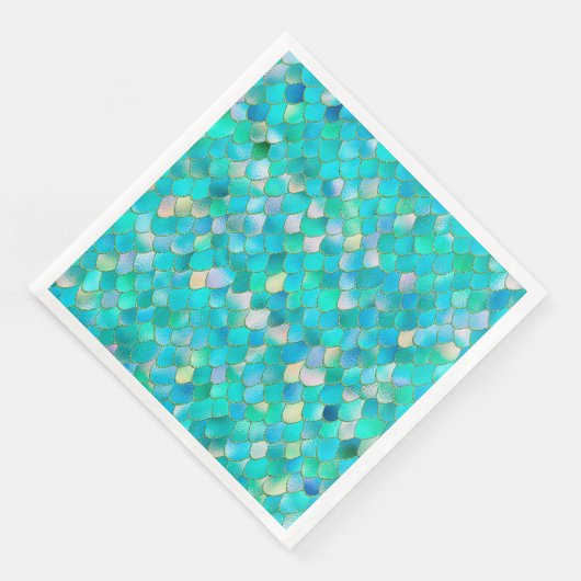 Serviette En Papier Aquarelle Wonky Parties scintillant Turquoise Méta (Coin)