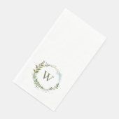 Serviette En Papier Aquarelle Wreath Classic Monogramme Papier Invité  (Coin)