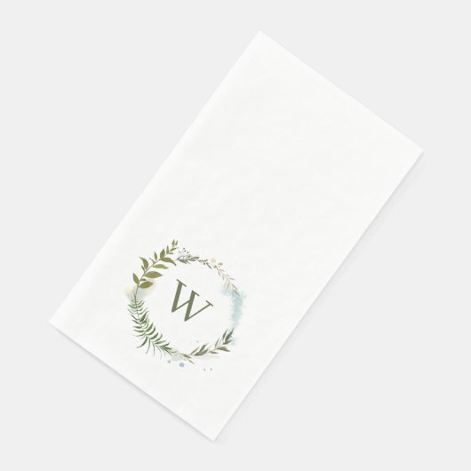 Serviette En Papier Aquarelle Wreath Classic Monogramme Papier Invité  (Coin)