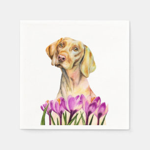 Serviette En Papier Aquarelles angélique de chien et de crocus  