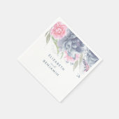 Serviette En Papier Aquarelles bleu et rose (Coin)
