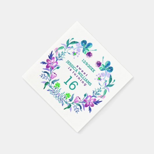 Serviette En Papier Aquarelles fleurie courre douce 16 (Coin)