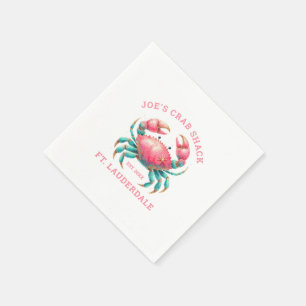 Serviette En Papier Aquarelles Illustration de crabe Texte personnalis