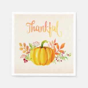 Serviette En Papier Aquarelles "reconnaissantes" de thanksgiving