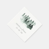 Serviette En Papier Aquarelles vertes rustiques Arbres Mariages bois (Coin)