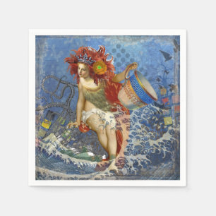 Serviette En Papier Aquarius Mermaid Bleu gothique