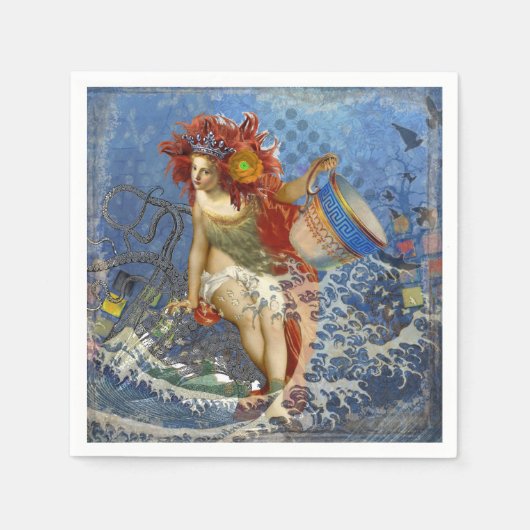Serviette En Papier Aquarius Mermaid Bleu gothique (Devant)