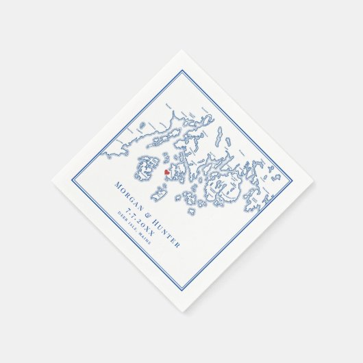 Serviette En Papier Aragosta Deer Isle Maine Carte Elégant Mariage de  (Coin)