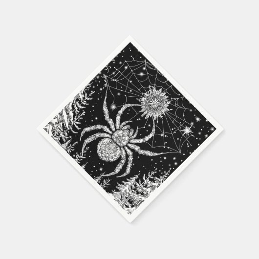 Serviette En Papier Araignée avec Mandala dans le filet magique du cie (Coin)