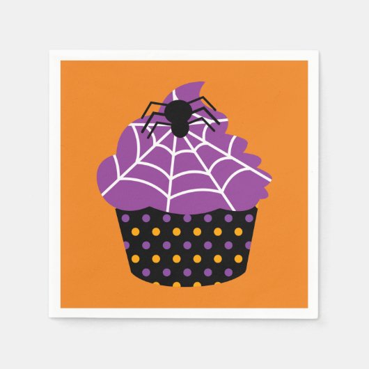 Serviette En Papier Araignée cupcake Halloween (Devant)