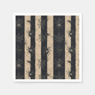 Serviette En Papier Araignée gothique et Motif d'Halloween rayé sur le
