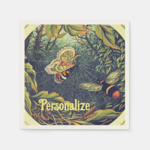 Serviette En Papier Araignée papillon toile d'abeille vintage illustra