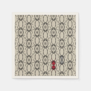 Serviette En Papier Araignées - Blanche d'os et Noir de chaume