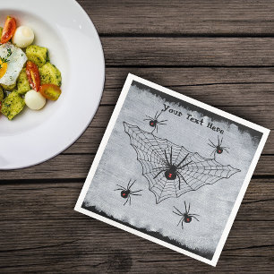 Serviette En Papier Araignées déplaisantes noires veuves en blanc marq