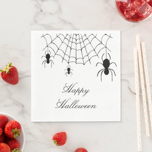 Serviette En Papier Araignées d'Halloween Éffrayant noir blanc (En situation)
