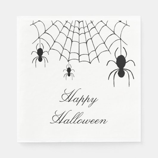 Serviette En Papier Araignées d'Halloween Éffrayant noir blanc (Devant)
