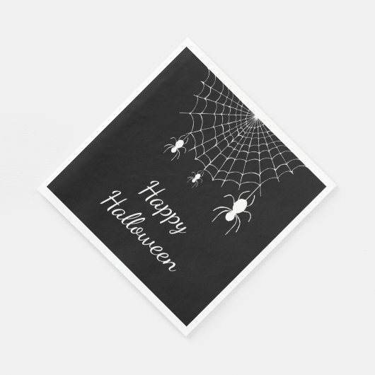 Serviette En Papier Araignées gothiques Simple Noir Blanc Joyeux Hallo (Coin)